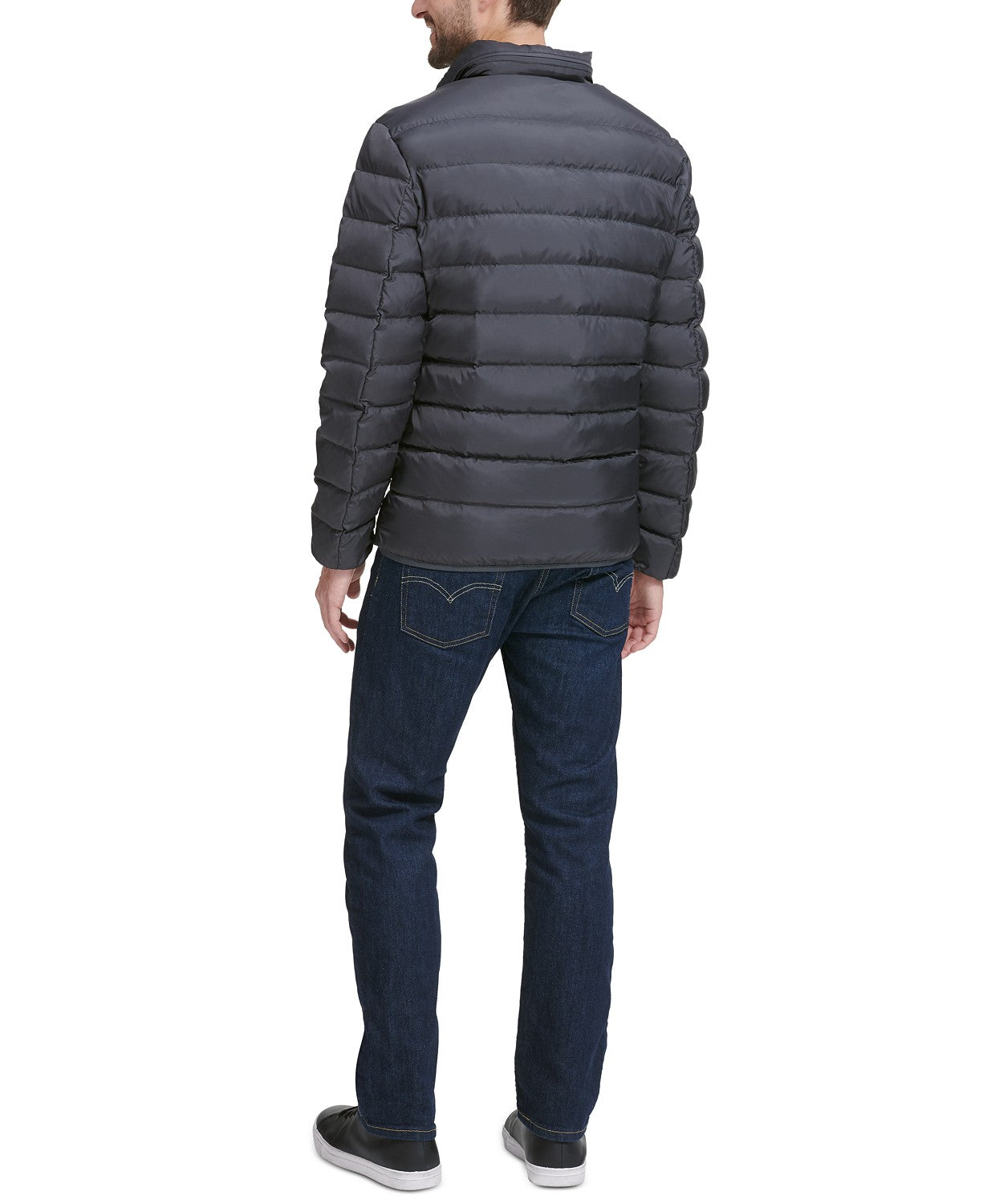 Cole Haan Men's Quilted Zip-Front Jacket Small Grey
