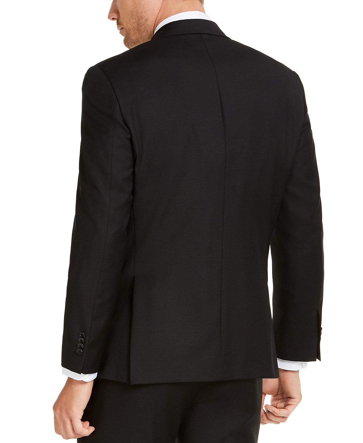 Michael Kors Men's Black Solid Suit Jacket 44L Classic-Fit Airsoft Stretch