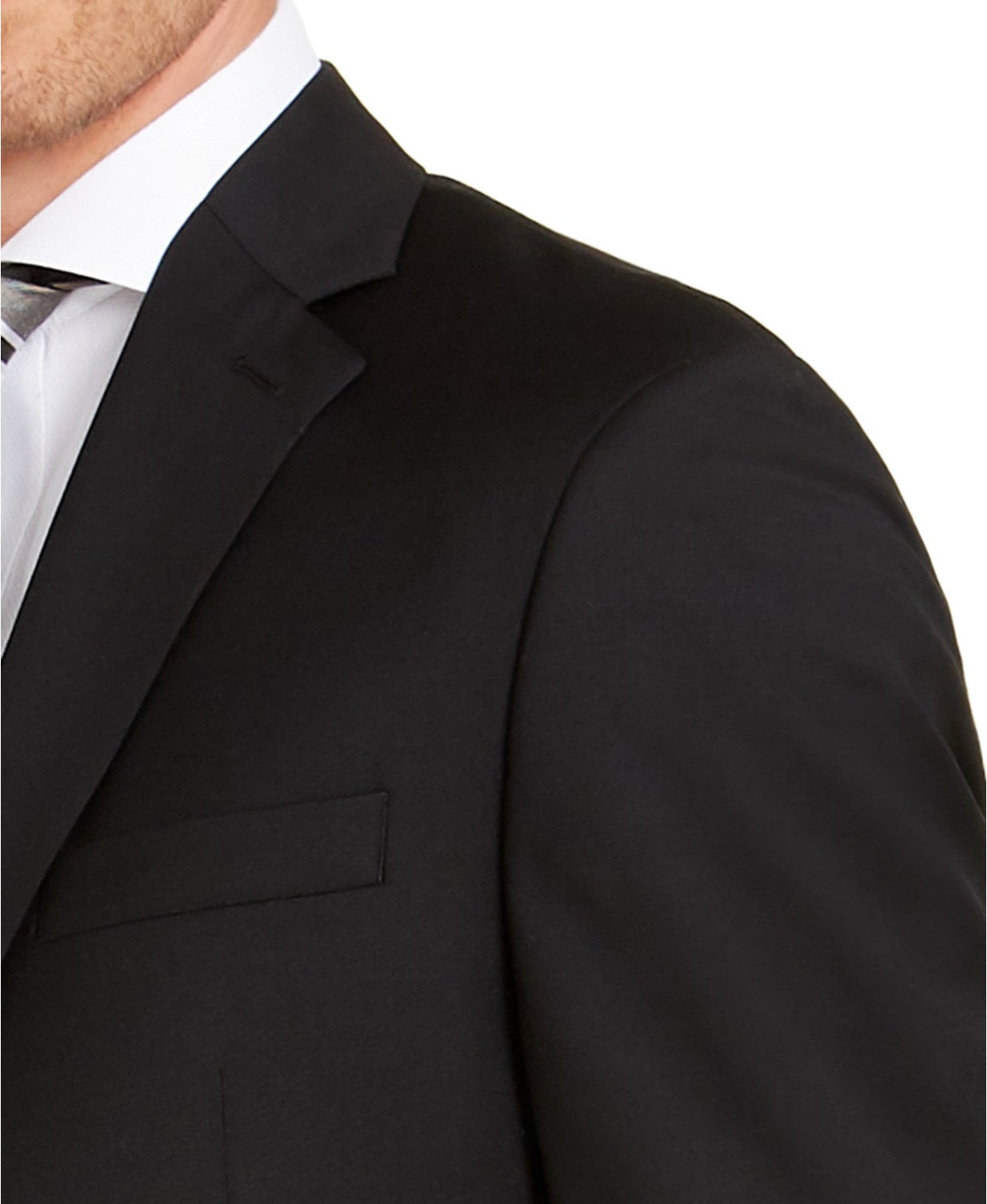 Michael Kors Men's Black Solid Suit Jacket 44L Classic-Fit Airsoft Stretch