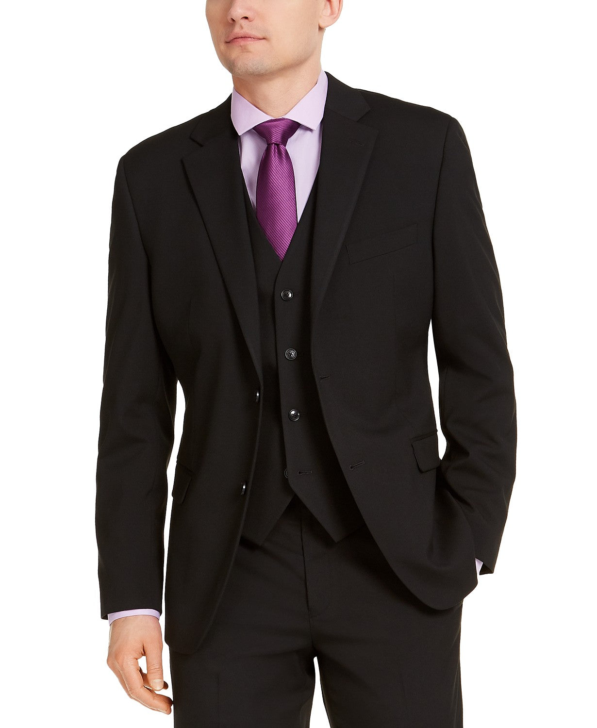 Alfani Men's Suit Black 38S / 32 x 32 Classic-Fit Stretch Solid Flat Pant