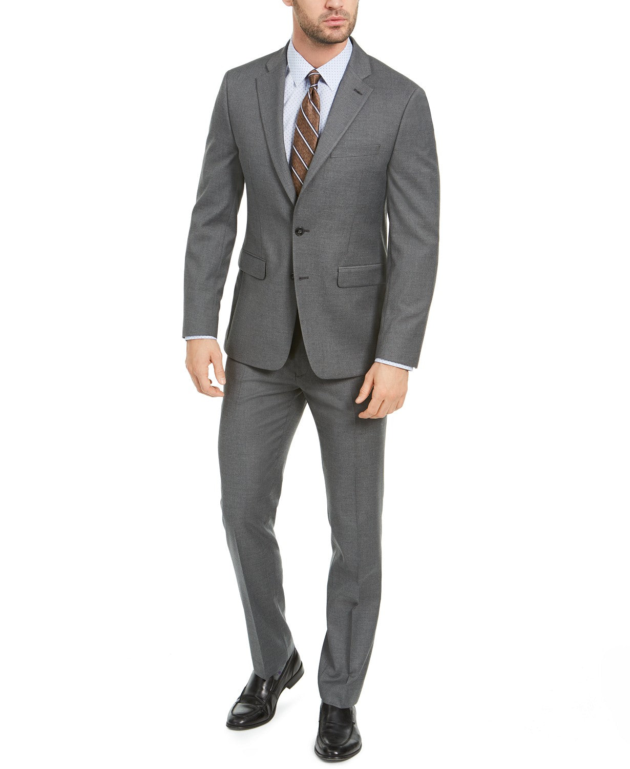 Van Heusen Men's Flex Solid Slim Fit Suit Jacket 42L Mid Grey