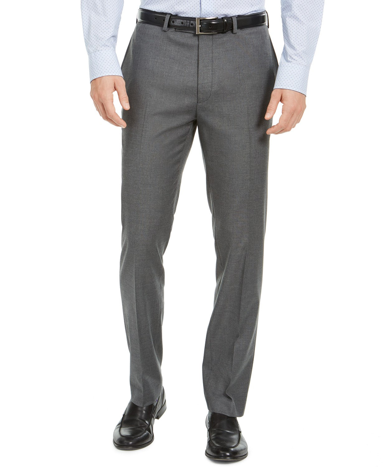 Van Heusen Men's Suit 42R / 35 x 32 Grey Flex Solid Slim Fit Flat Pant