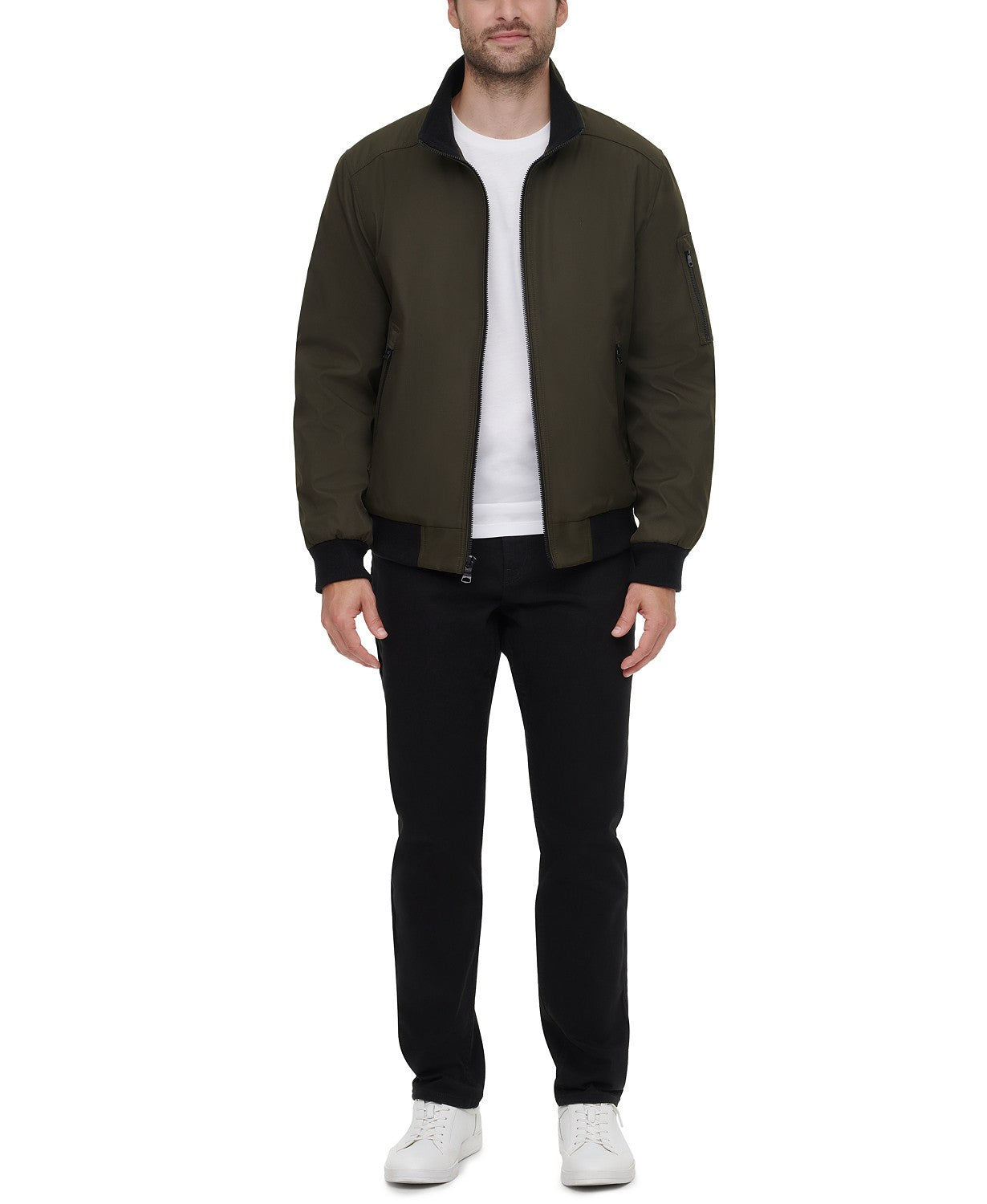 Calvin Klein Men's Ripstop Bomber Jacket Large Olive Green