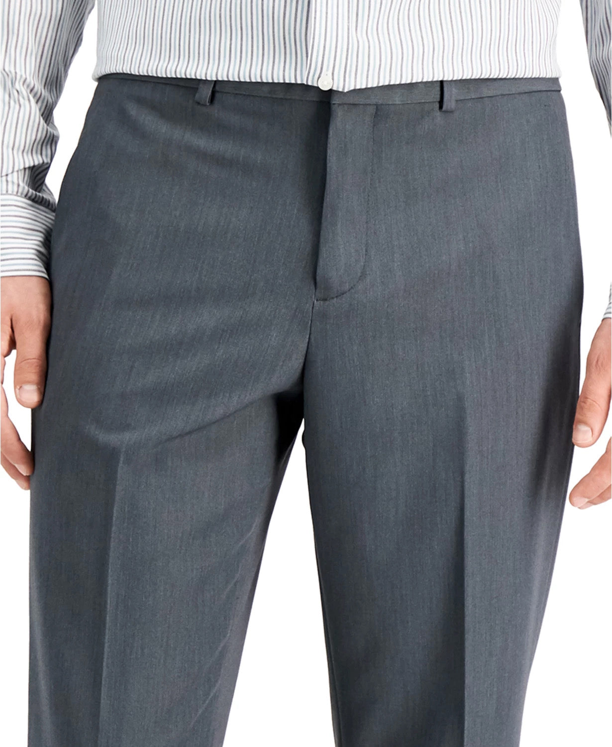 Perry Ellis Mens Pants Smoked Pearl 38 x 32 Grey Modern-Fit Stretch Solid