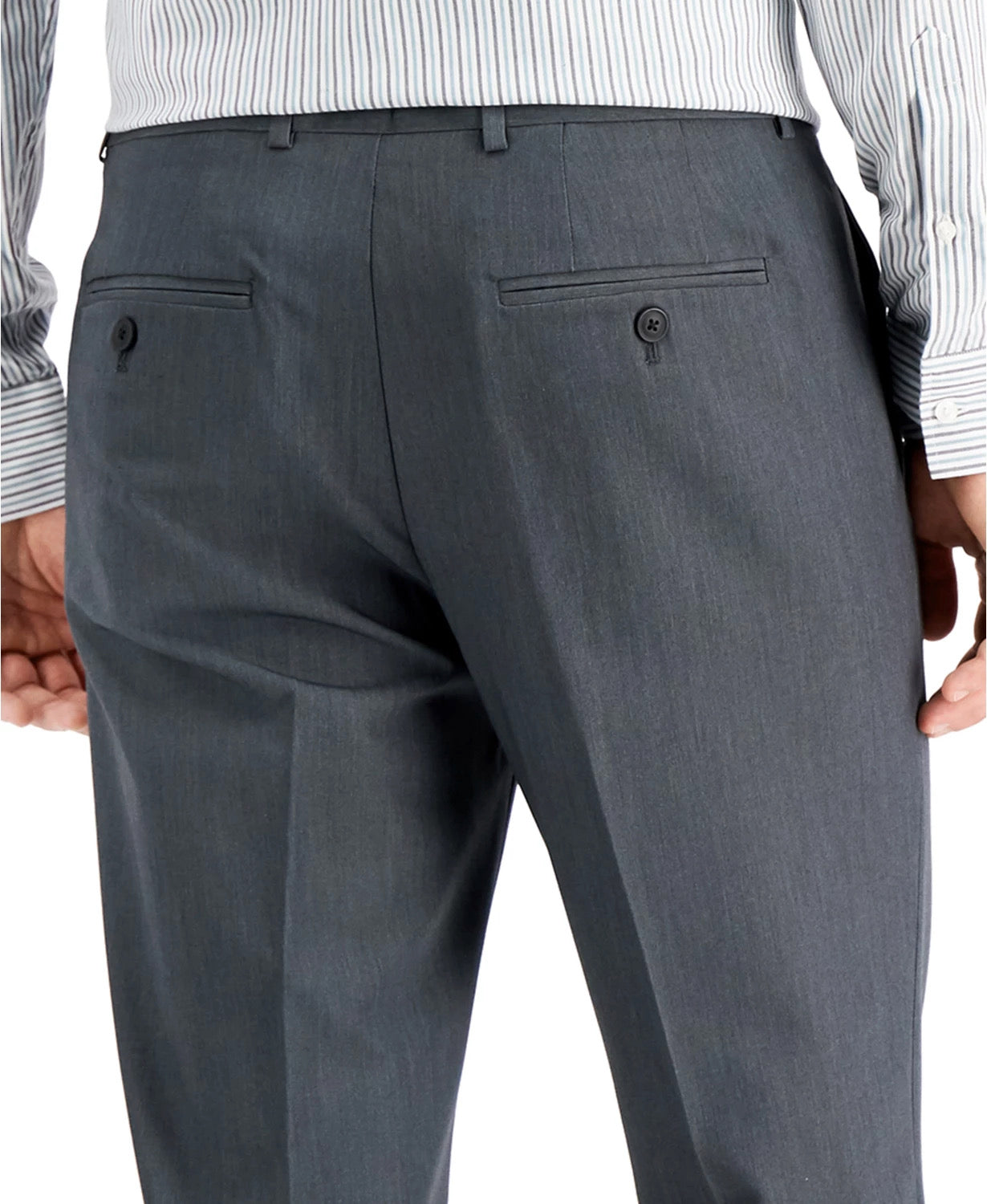 Perry Ellis Mens Pants Smoked Pearl 38 x 32 Grey Modern-Fit Stretch Solid