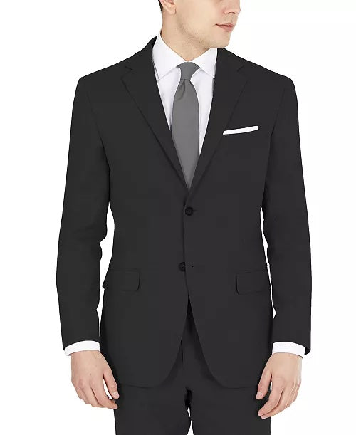 DKNY Men's Suit Jacket Black 36R Modern-Fit Stretch Solid Two Button