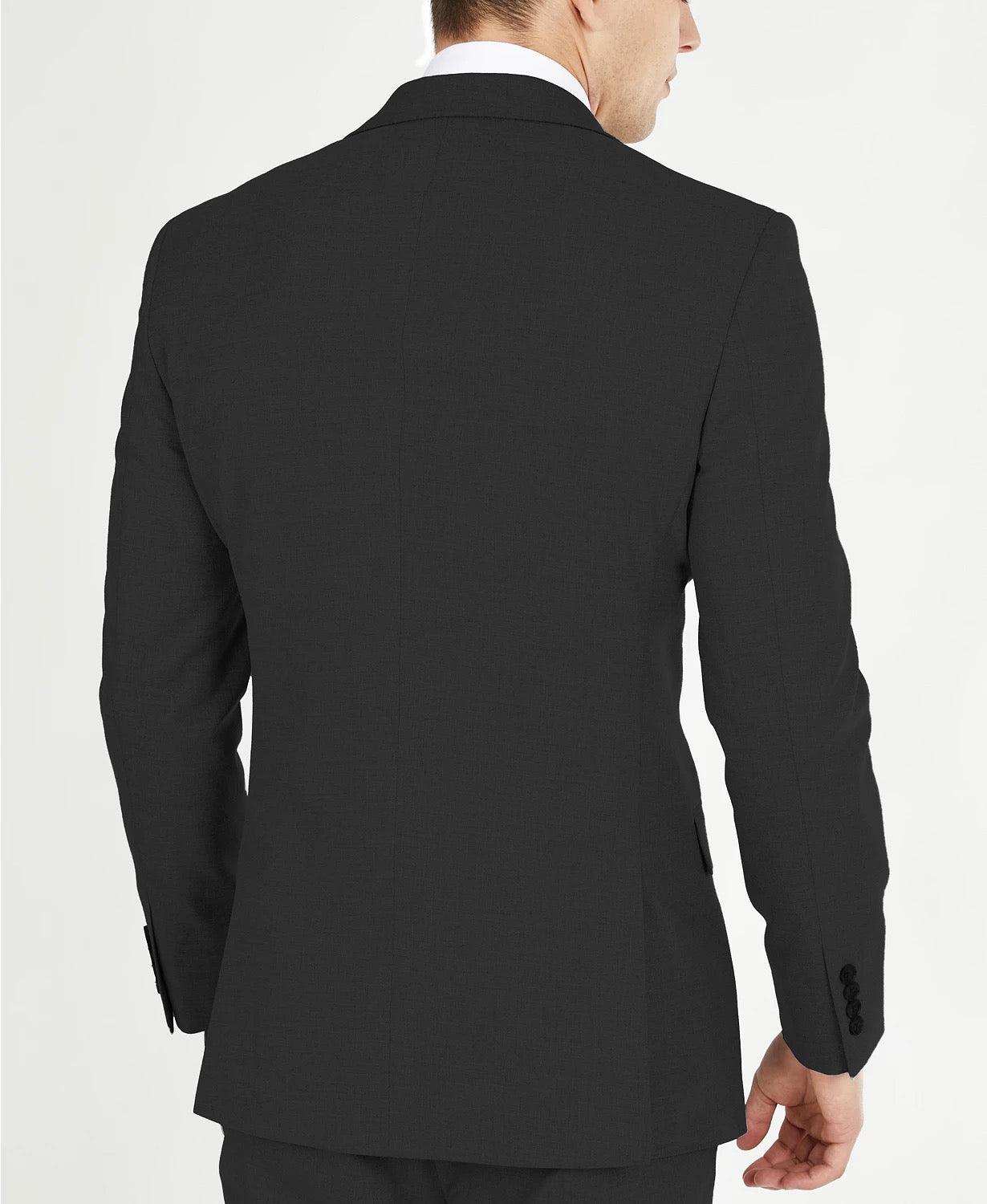 DKNY Men's Suit Jacket Black 42L Modern-Fit Stretch Two Button - Bristol Apparel Co