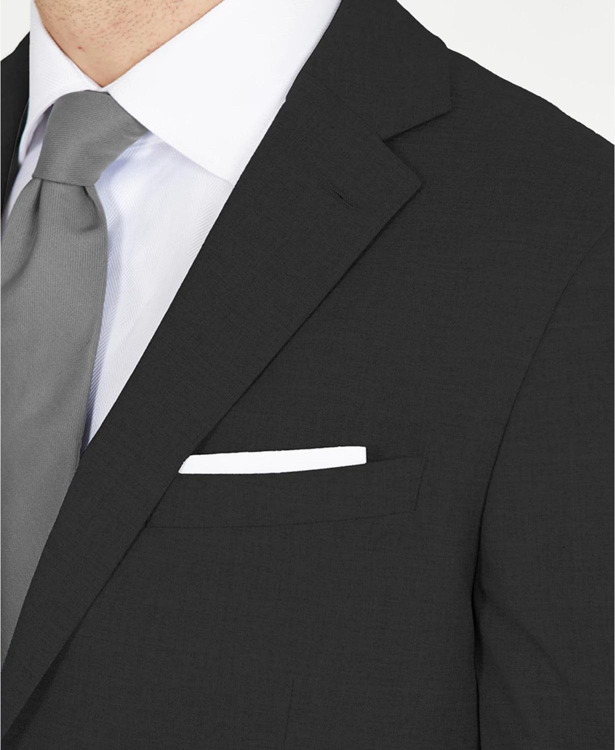 DKNY Men's Suit Jacket Black 42L Modern-Fit Stretch Two Button - Bristol Apparel Co