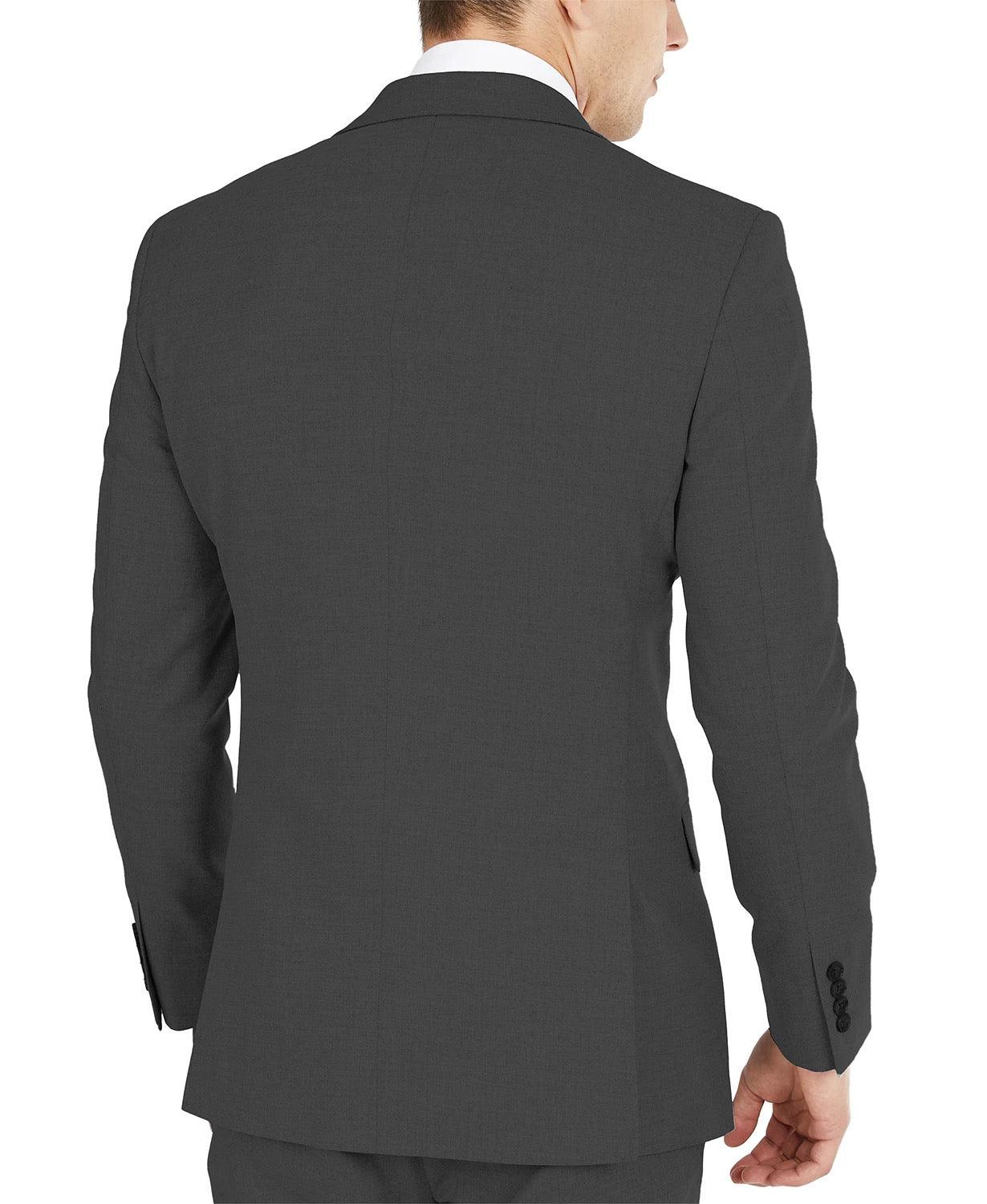 DKNY Men's Suit Jacket Charcoal 44L Modern-Fit Stretch / Two Button - Bristol Apparel Co