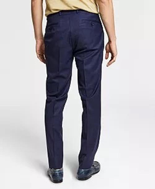 BAR III Men's Slim Fit Plaid Suit Dress Pants Blue Plaid 40 x 32 Flat Pant