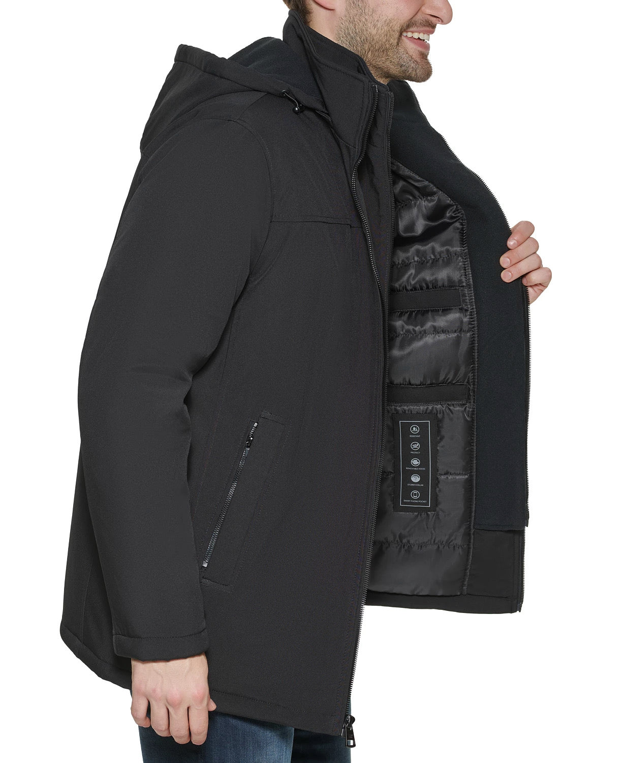 Calvin Klein Men Infinite Stretch Jacket Fleece Lined Bib Small Black