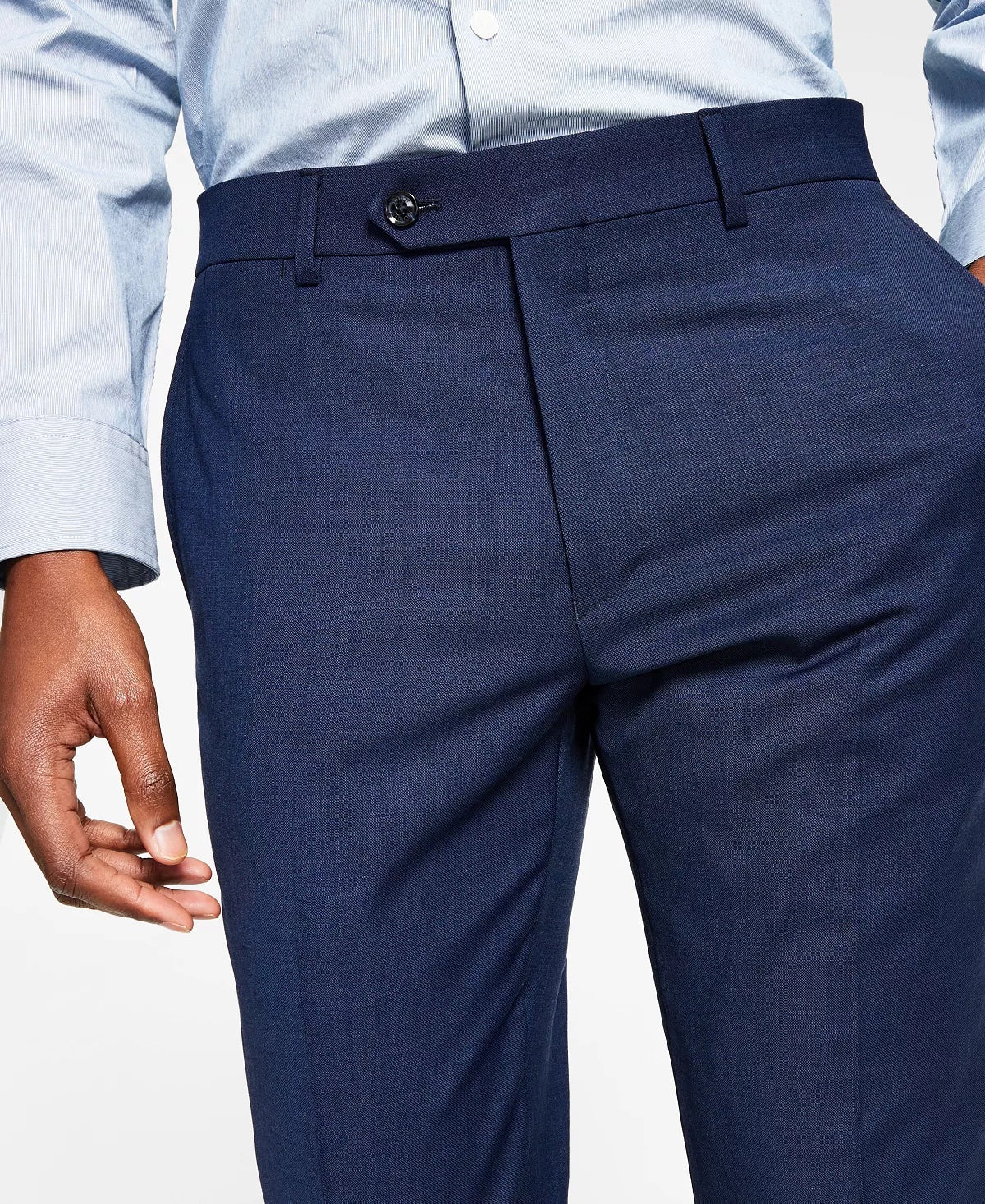 Tommy Hilfiger Mens Modern Fit TH Flex Suit Dress Pants Blue 42 x 30 Sharkskin