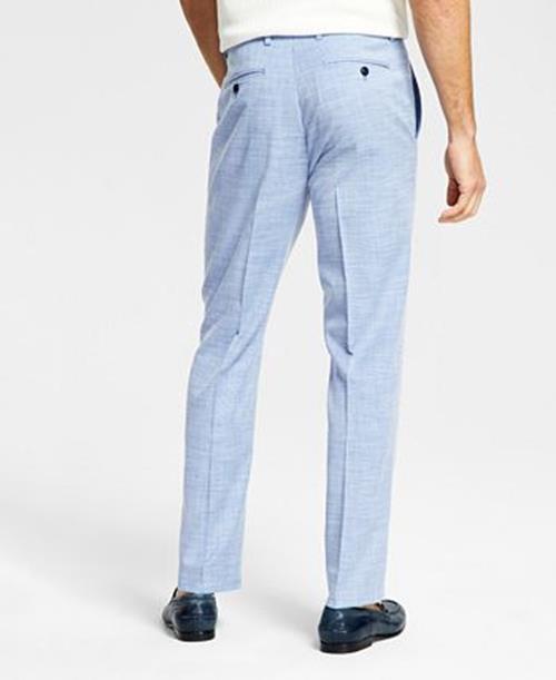 Sky Blue Slim Fit Pants - Flat Front