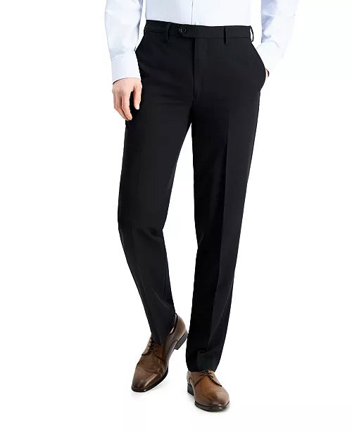 NAUTICA Men's Dress Pants 36 x 32 Black Slim Performance Stretch Flat Pant