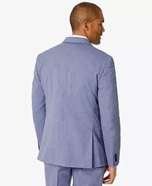 TOMMY HILFIGER Mens Chambray Suit Jacket 38R Blue Modern-Fit TH Stretch