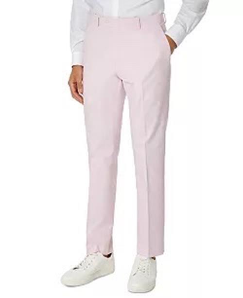 TOMMY HILFIGER Men's Dress Pants Pink 34 X 32 Modern-Fit TH Chambray