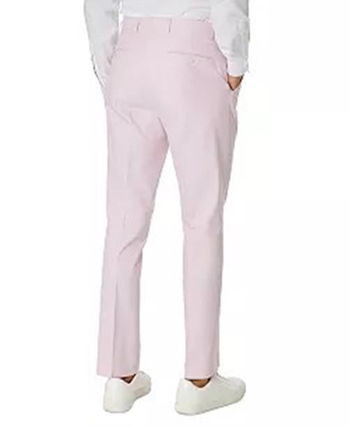TOMMY HILFIGER Men's Dress Pants Pink 34 X 32 Modern-Fit TH Chambray