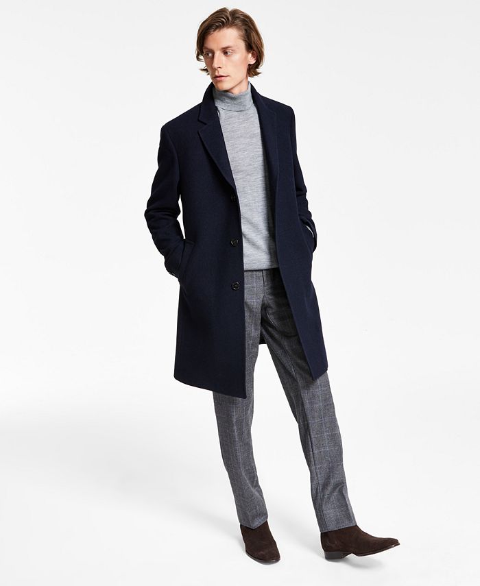 Lauren Ralph Lauren Men’s Luther Wool Overcoat 36S Navy Blue Herringbone Coat
