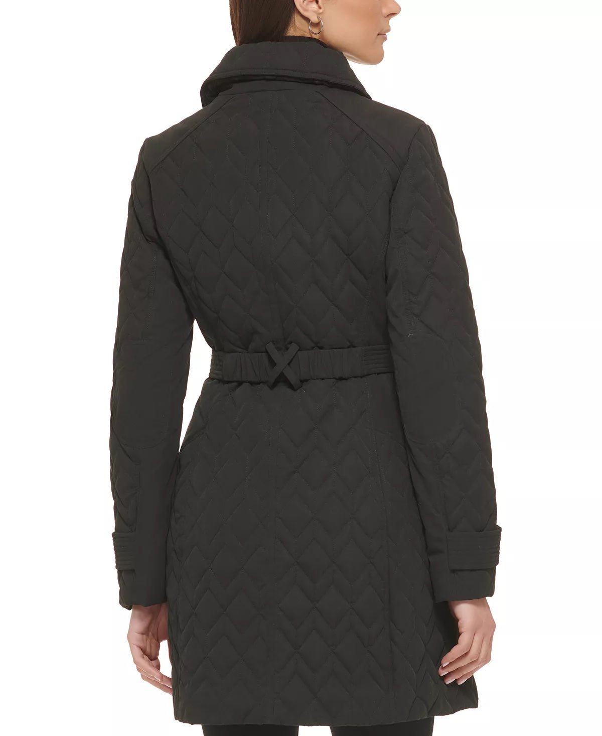 GUESS Women's Asymmetric Diamond-Quilted Coat Black XL NO BELT