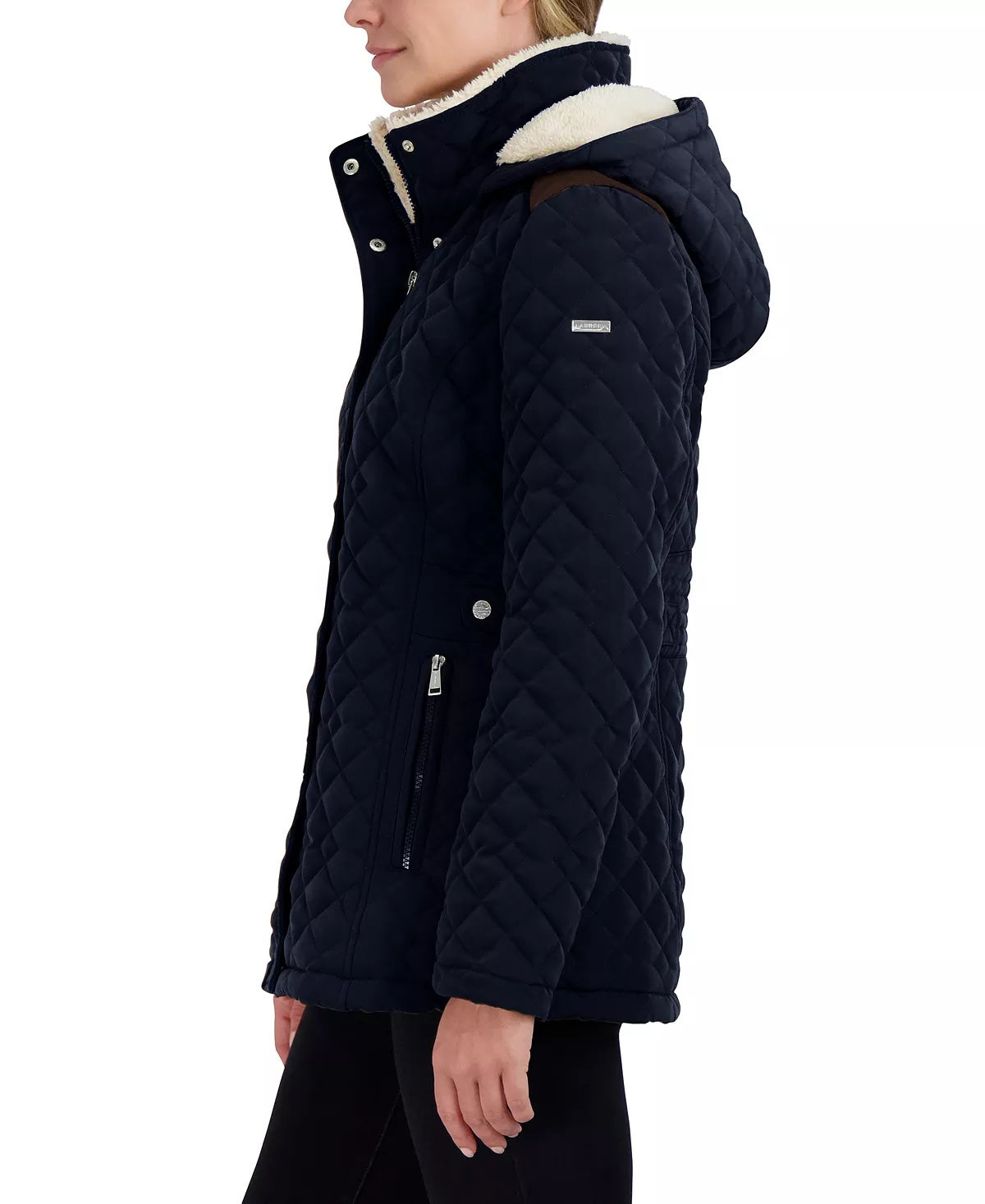 LAUNDRY BY SHELLI SEGAL Plus Womens Faux-Fur-Lined Quilted Coat 2X Navy Blue