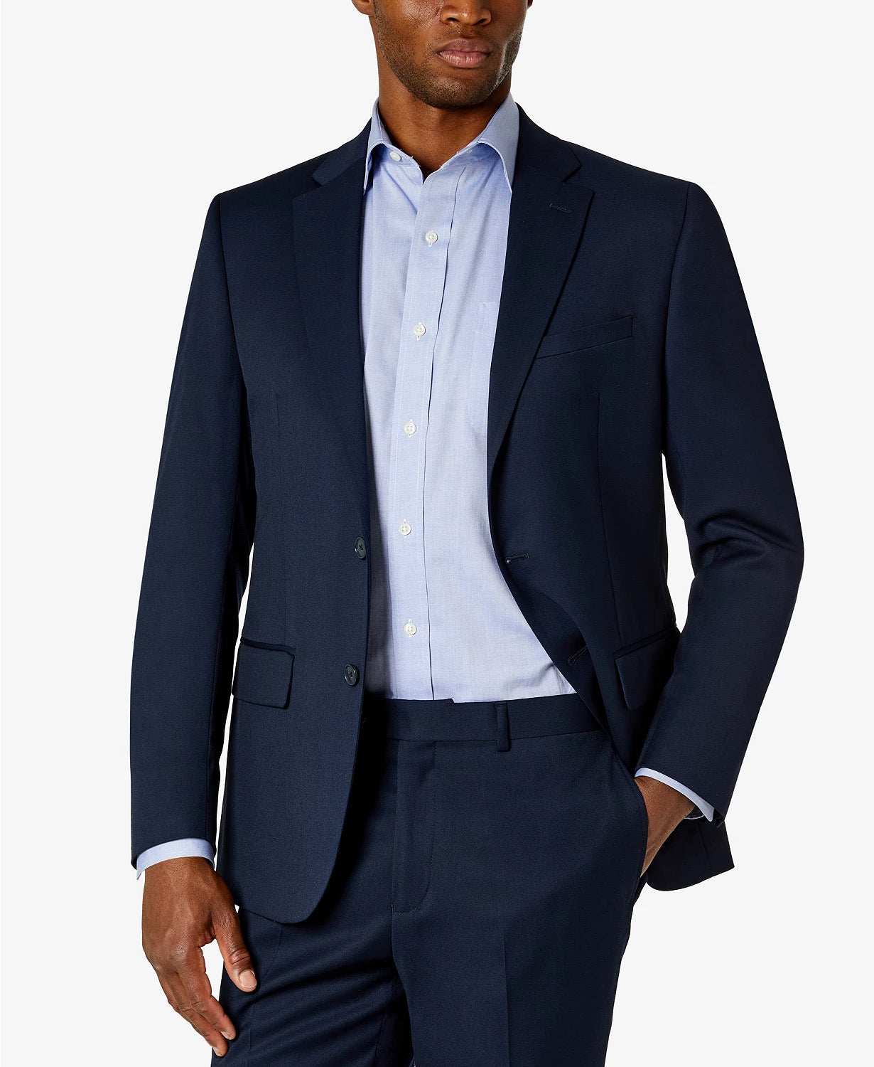 Van Heusen Men's Suit Navy Blue 42L / 35 x 32 Flex Slim Fit