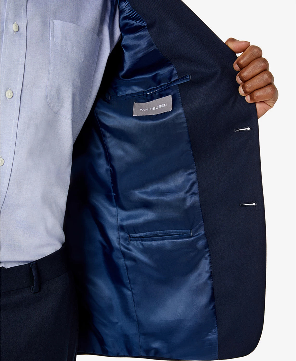 Van Heusen Men's Suit Navy Blue 42L / 35 x 32 Flex Slim Fit