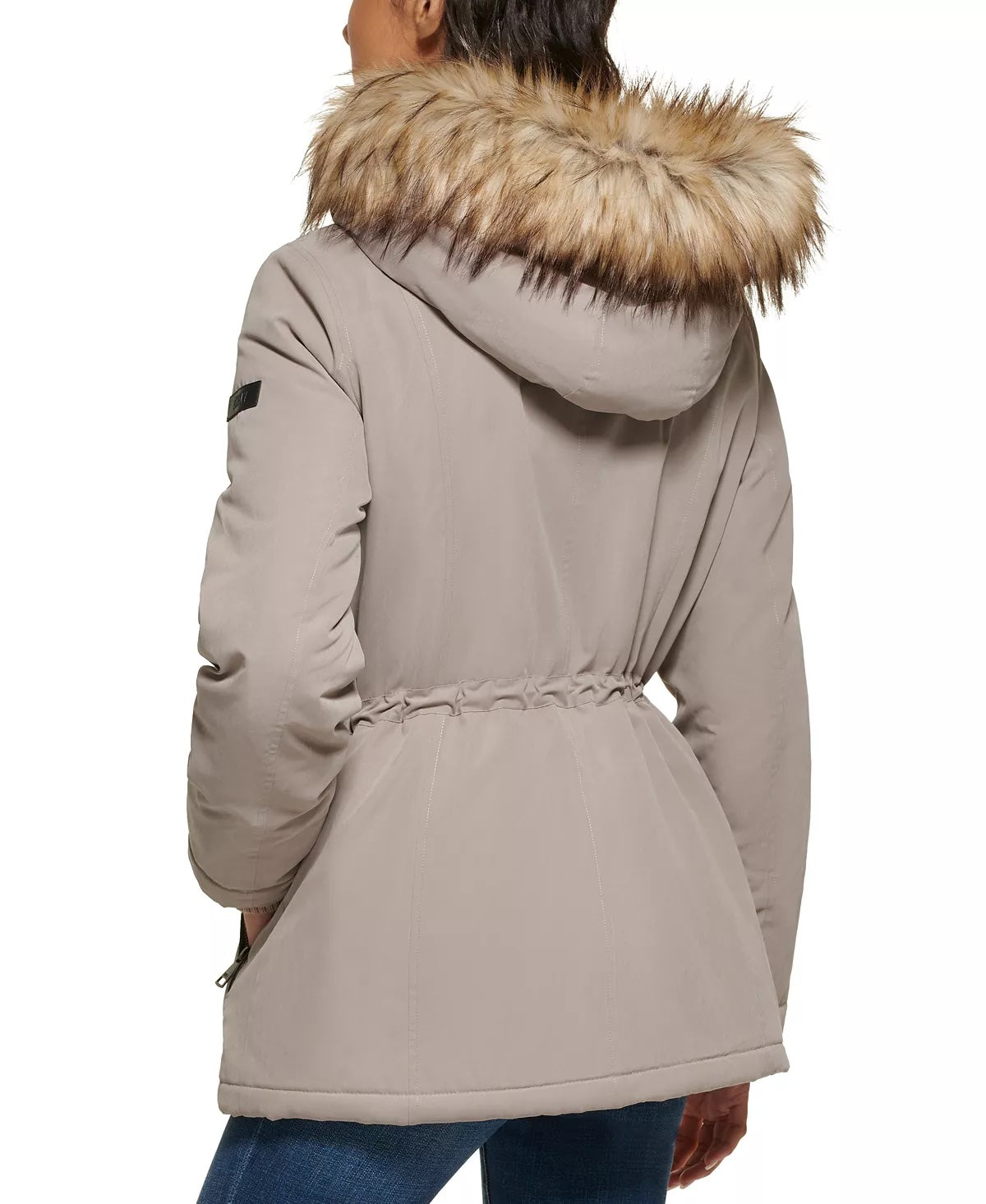 DKNY Women's Faux-Fur-Trim Hooded Anorak Thistle Size XS