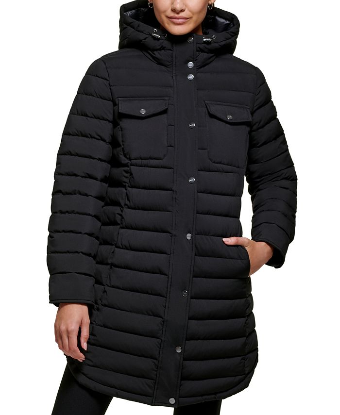 DKNY Women's Hooded Packable Puffer Coat XL Black