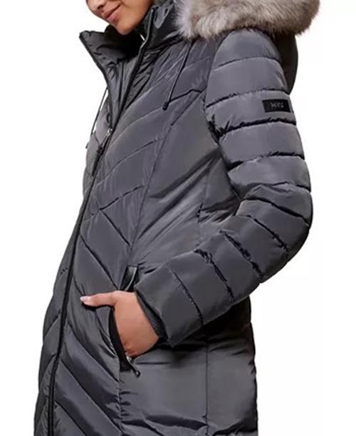 DKNY Women's Water-Resistant Puffer Coat XL Charcoal Grey