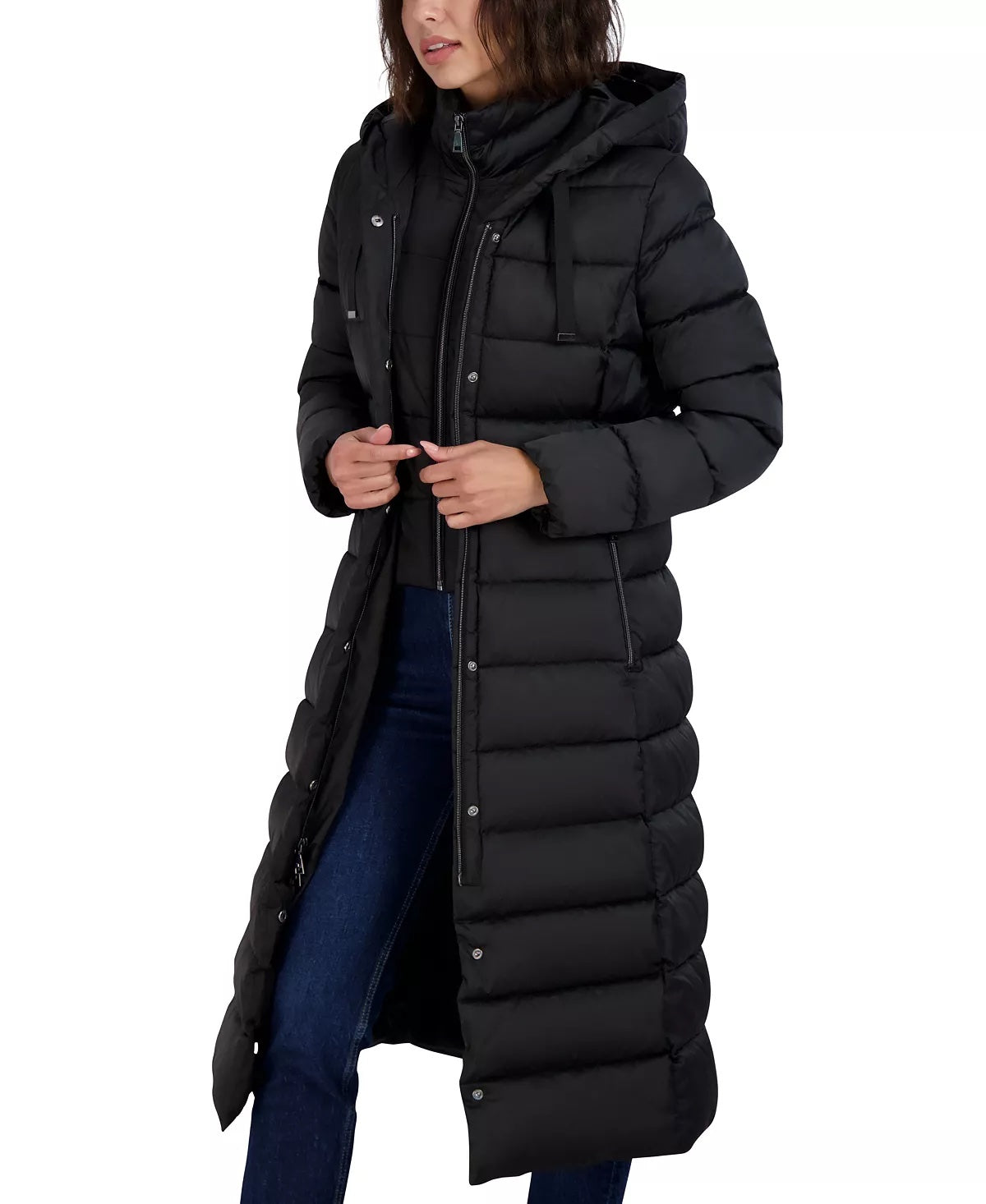 TAHARI Women's Faux-Fur-Trim Hooded Maxi Puffer Coat Black Large – Bristol  Apparel Co