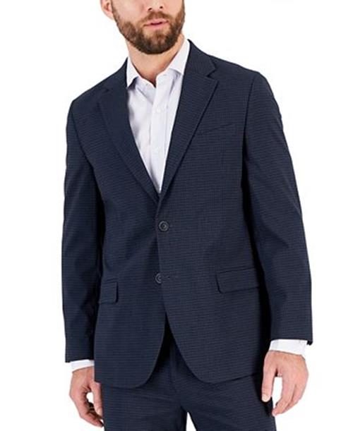 NAUTICA Mens Modern-Fit Bi-Stretch Fashion Suit 44R / 38 x 32 Navy Blue Tic