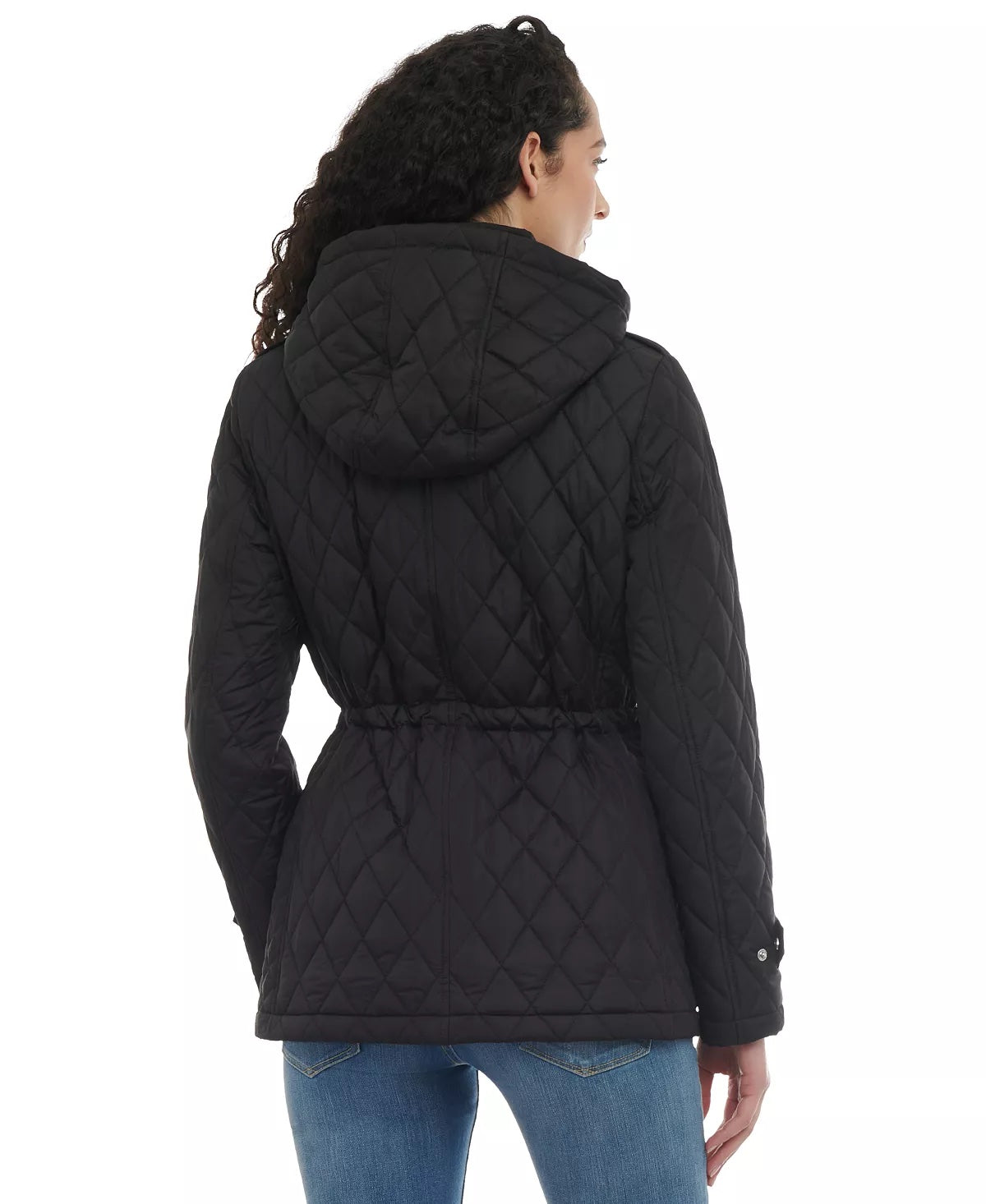 Michael Kors Women's Quilted Hooded Anorak Coat 2X Black