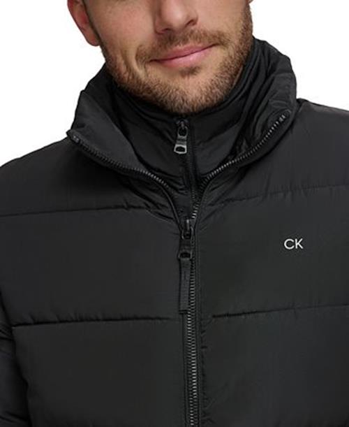 Calvin Klein Men's Full-Zip Puffer Coat XXL With Set In Bib Detail Black