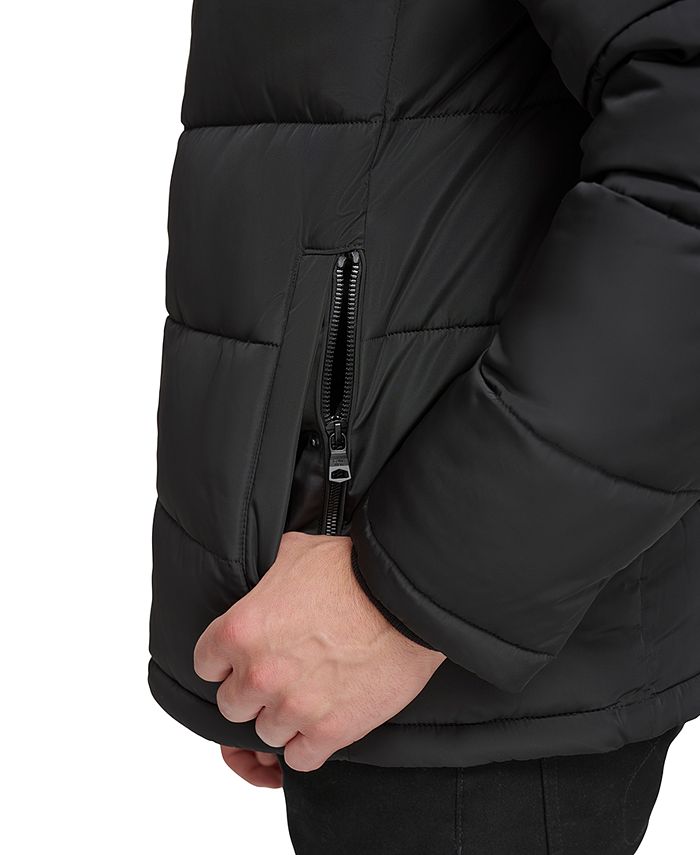 Calvin Klein Men's Full-Zip Puffer Coat Small With Set In Bib Detail Black