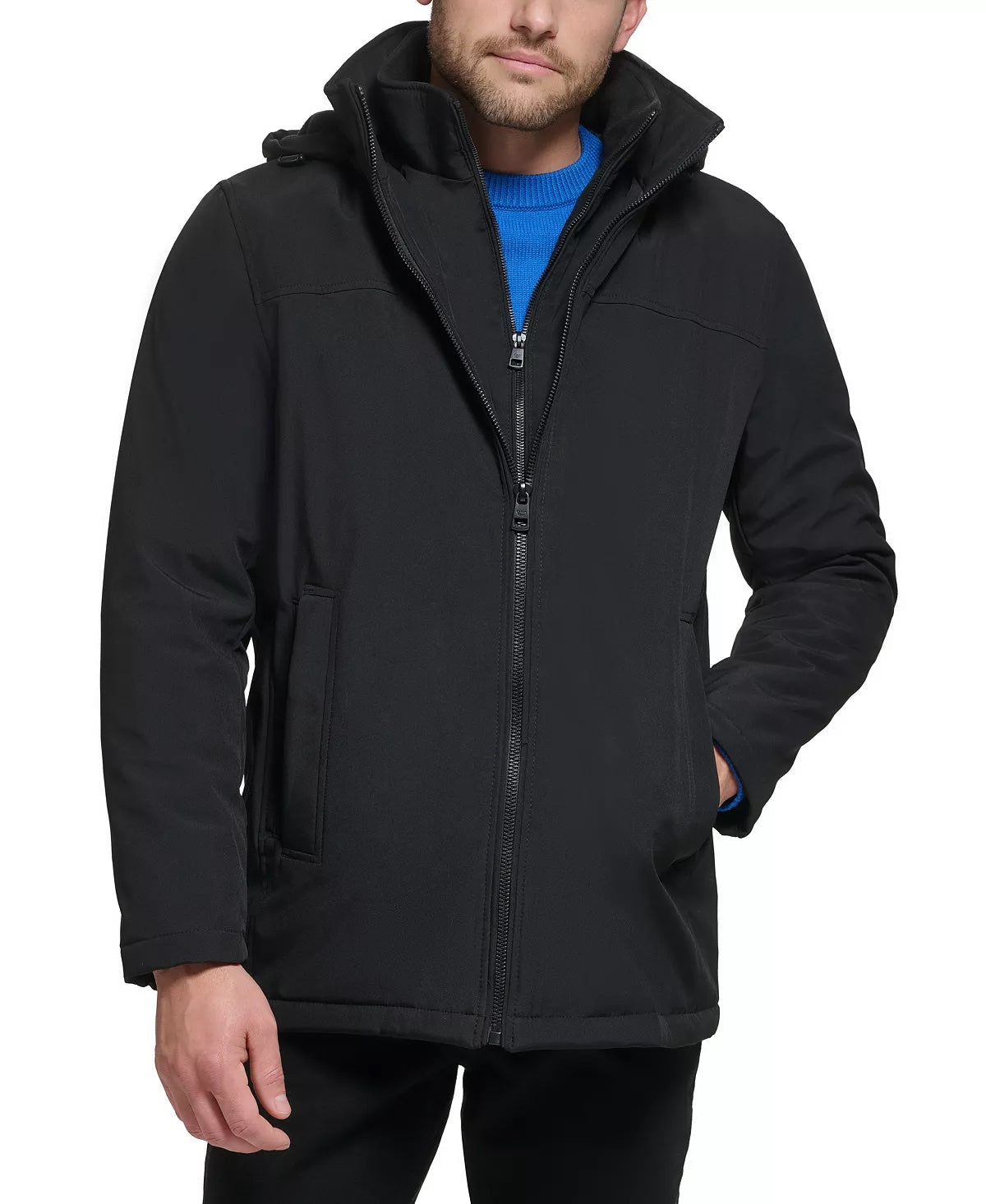CALVIN KLEIN Mens Infinite Stretch Jacket Polar Fleece Lined Bib Large Black