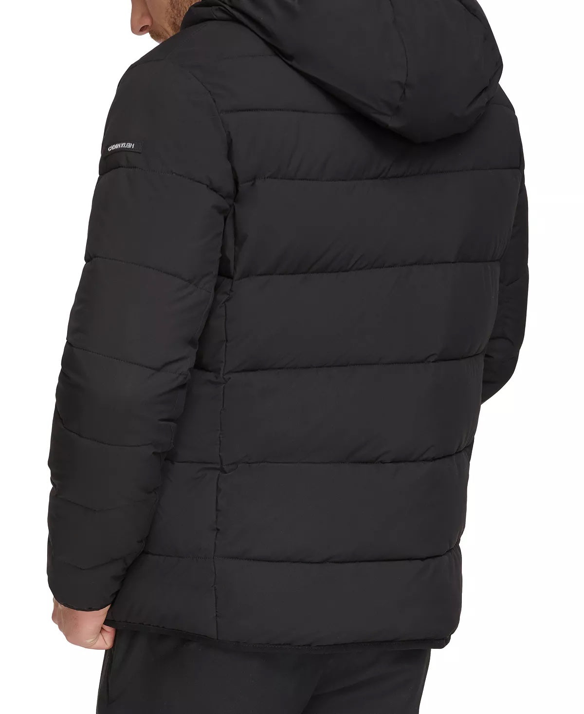 CALVIN KLEIN Men's Chevron Stretch Jacket With Sherpa Lined Hood Black XL
