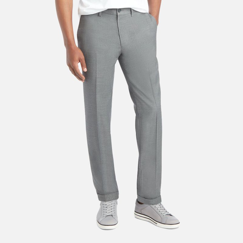 KENNETH COLE REACTION Men's Slim-Fit Grid Pattern Dress Pants 30 x 32 Grey