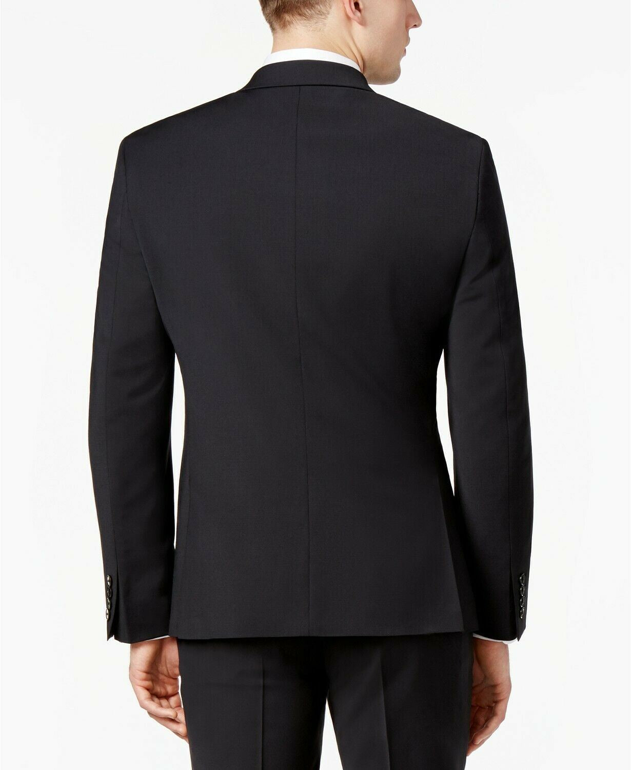 Bar III Mens Skinny Fit Wrinkle-Resistant Suit 40L / 34 x 32 Black Flat Pant