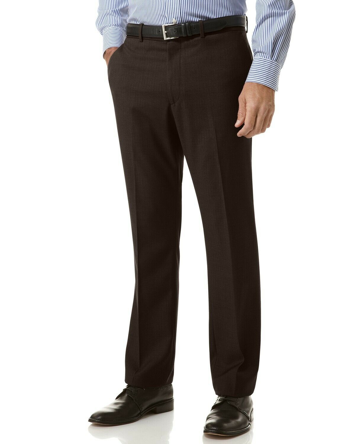 Perry Ellis Mens Dress Pants 36 X 30 Solid Black Modern Fit Flat No-Iron