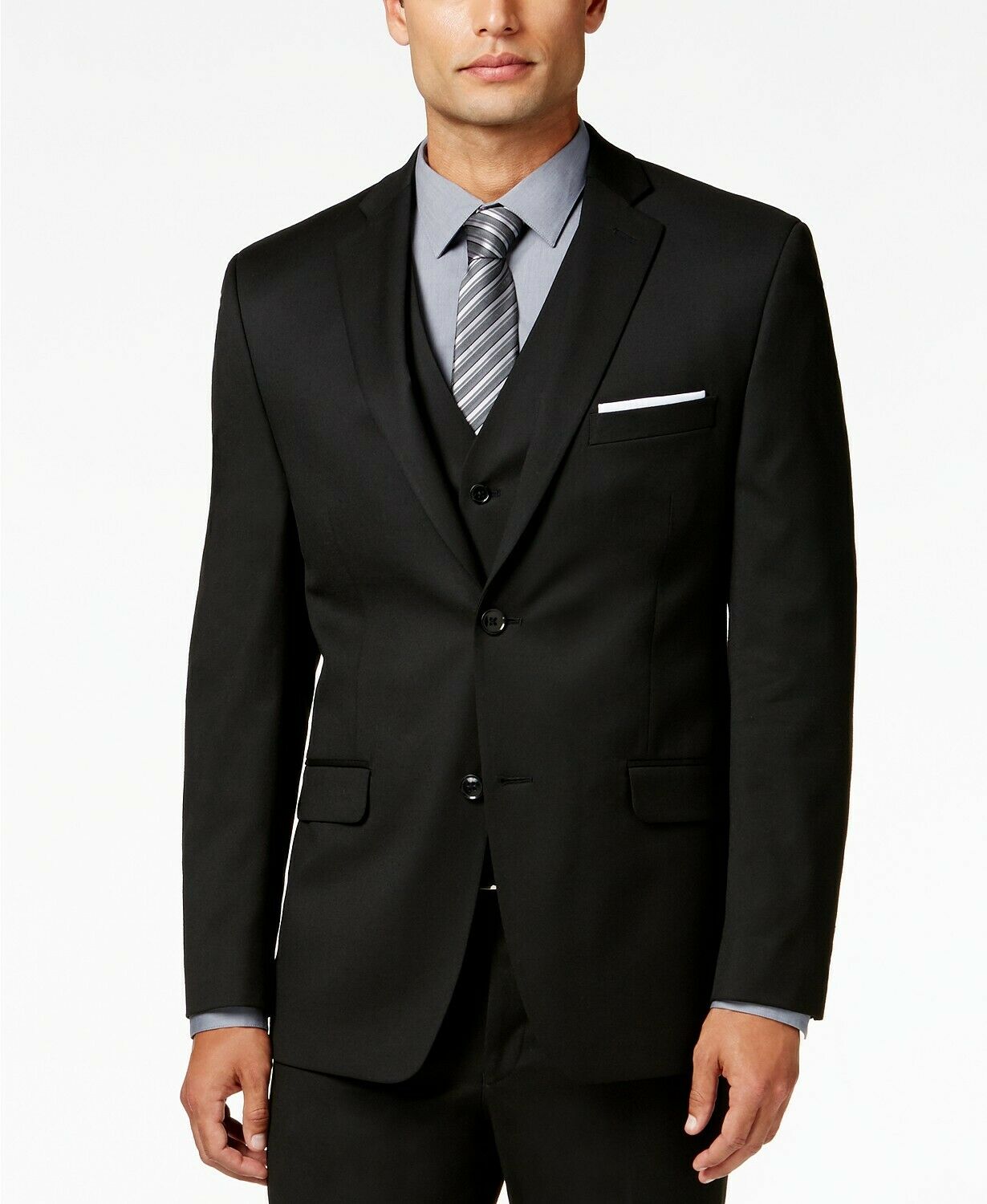 Alfani Men's 2 PC Suit 38S / 30 x 30 Black Stretch Performance Slim-Fit
