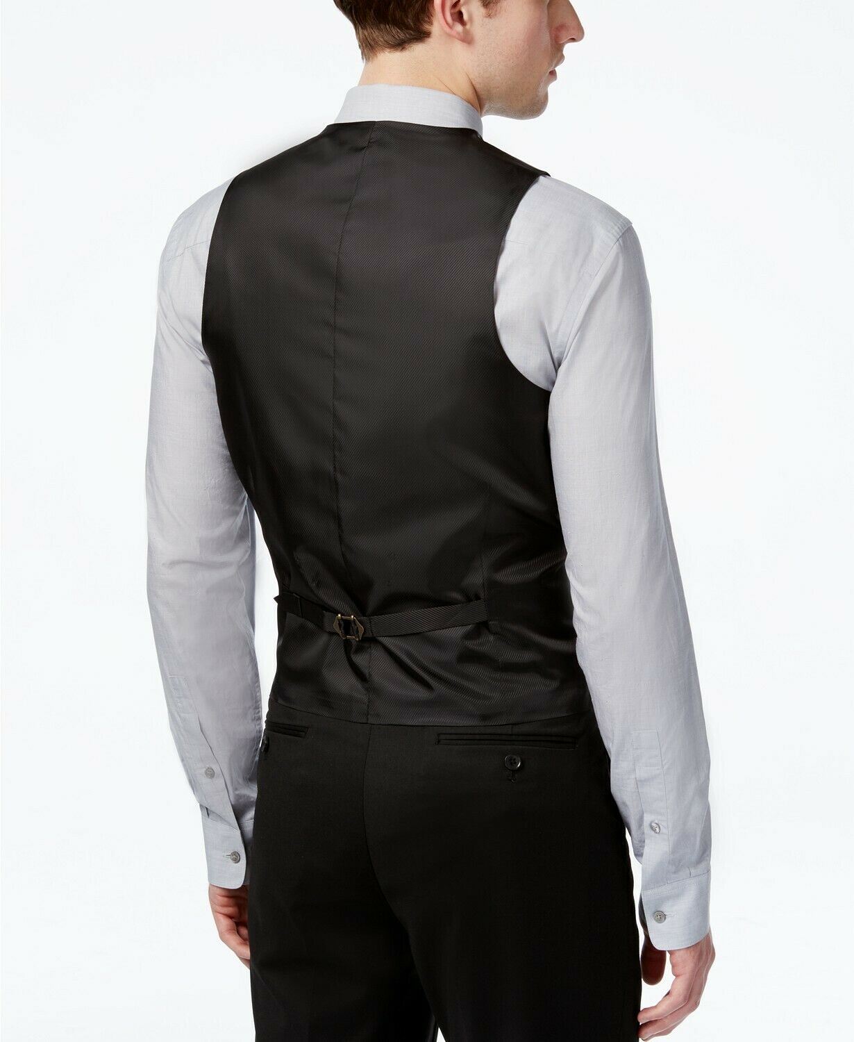Alfani Men's Stretch Performance Solid Slim-Fit Vest XL Black Soild