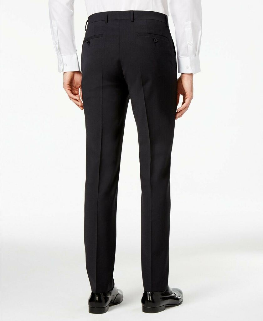 Bar III Mens Skinny Fit Wrinkle-Resistant Suit 40L / 34 x 32 Black Flat Pant
