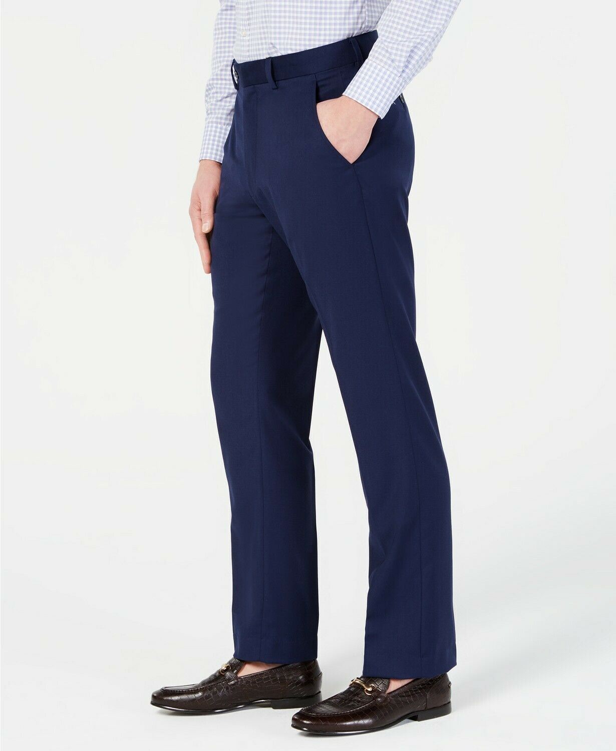 Perry Ellis Men's Portfolio Slim-Fit Stretch Navy Solid Dress Pants 36 x 32