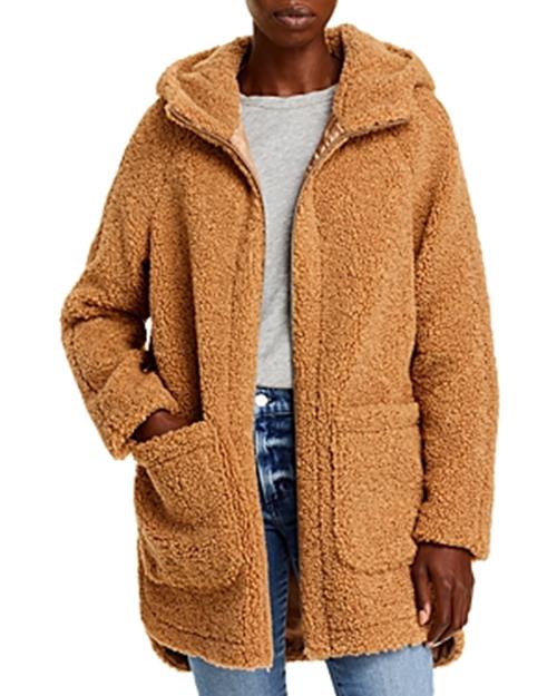 Marc New York Women's Seneca Hooded Teddy Coat Brown Large