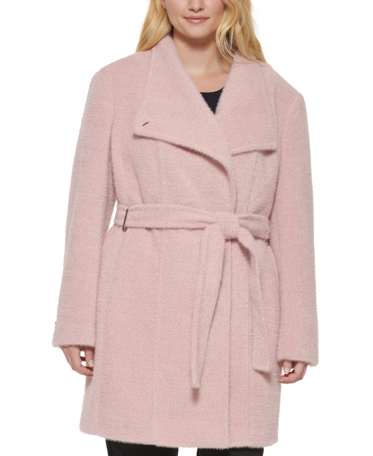 CALVIN KLEIN Women's Petite Medium Wrap Coat Pink Mauve PM