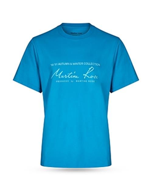 MARTINE ROSE Men's T Shirt Bright Blue Size Small Rubber Logo Classic - Bristol Apparel Co