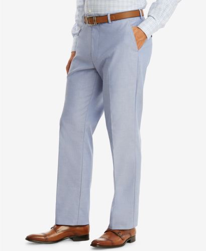 Tommy Hilfiger Mens Blue Chambray Pants 32 x 34 Modern-Fit TH Flex Stretch