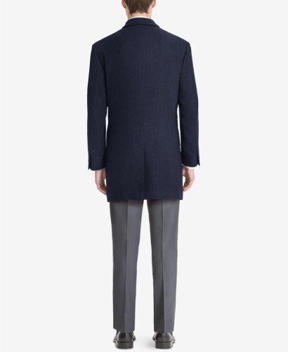 Calvin Klein Men's Prosper X-Fit Overcoat Coat 44R Navy blue Wool