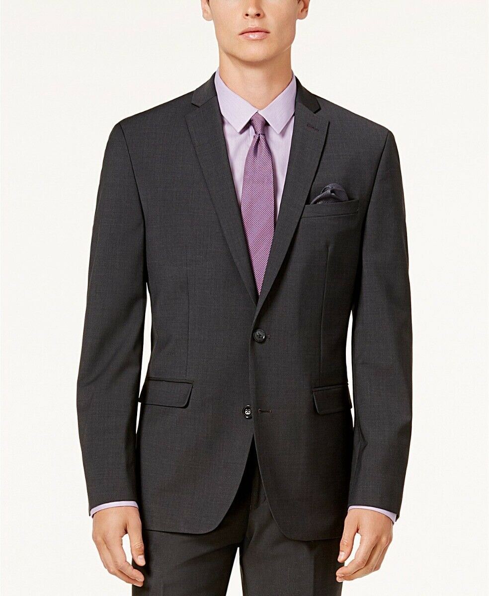 Bar III Men's Suit Jacket 36S Charcoal Grey Slim-Fit Active Stretch