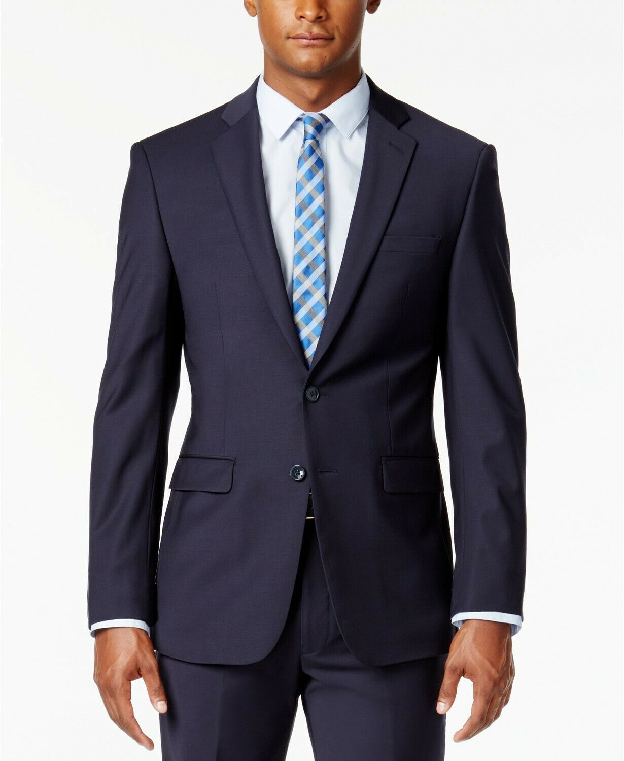 Calvin Klein Mens Jacket Sport Coat 46R Navy Blue Infinite Stretch Slim Fit